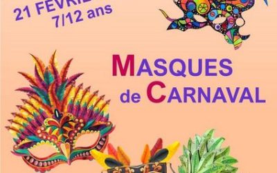 Mardi 21 février, atelier des vacances “Masques de Carnaval”